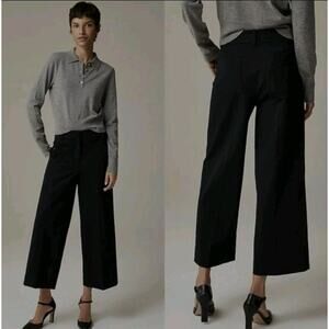 NWT J. Crew Womens Sydney Wide Leg Pants Sz 6 Black Bi-Stretch Cotton Blend